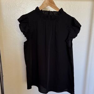 Women's Black Ruffle Sleeve Blouse